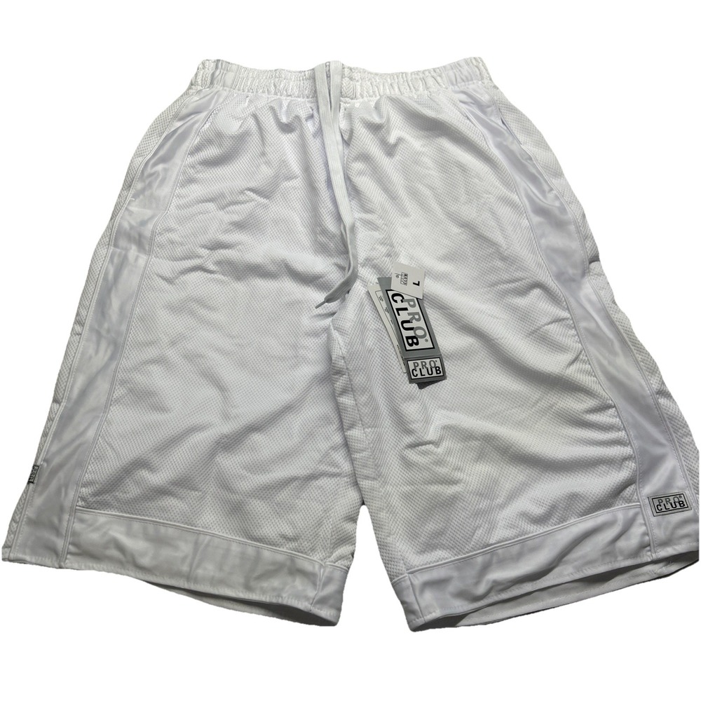 Pro Club Basketball Shorts Large Baggy 30 Heavy Weight 13 Inseam White